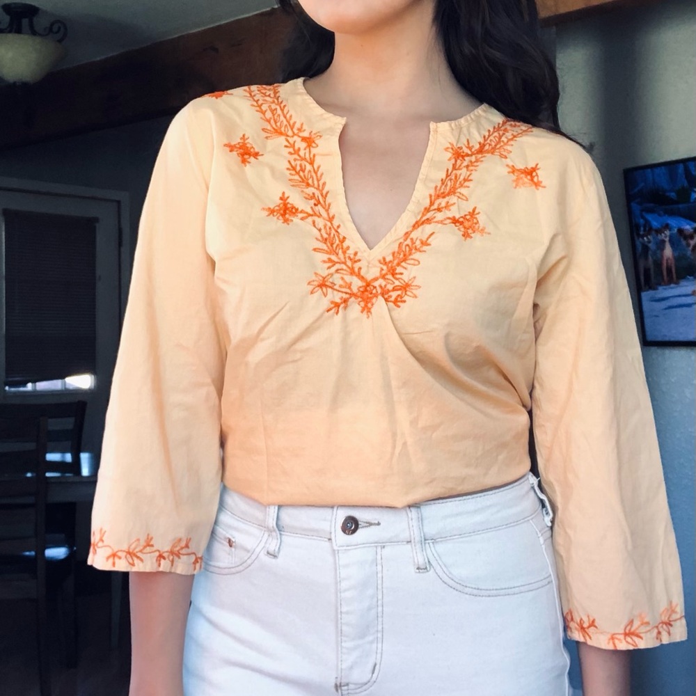 New York & Co. Embroidered 3/4 sleeve blouse